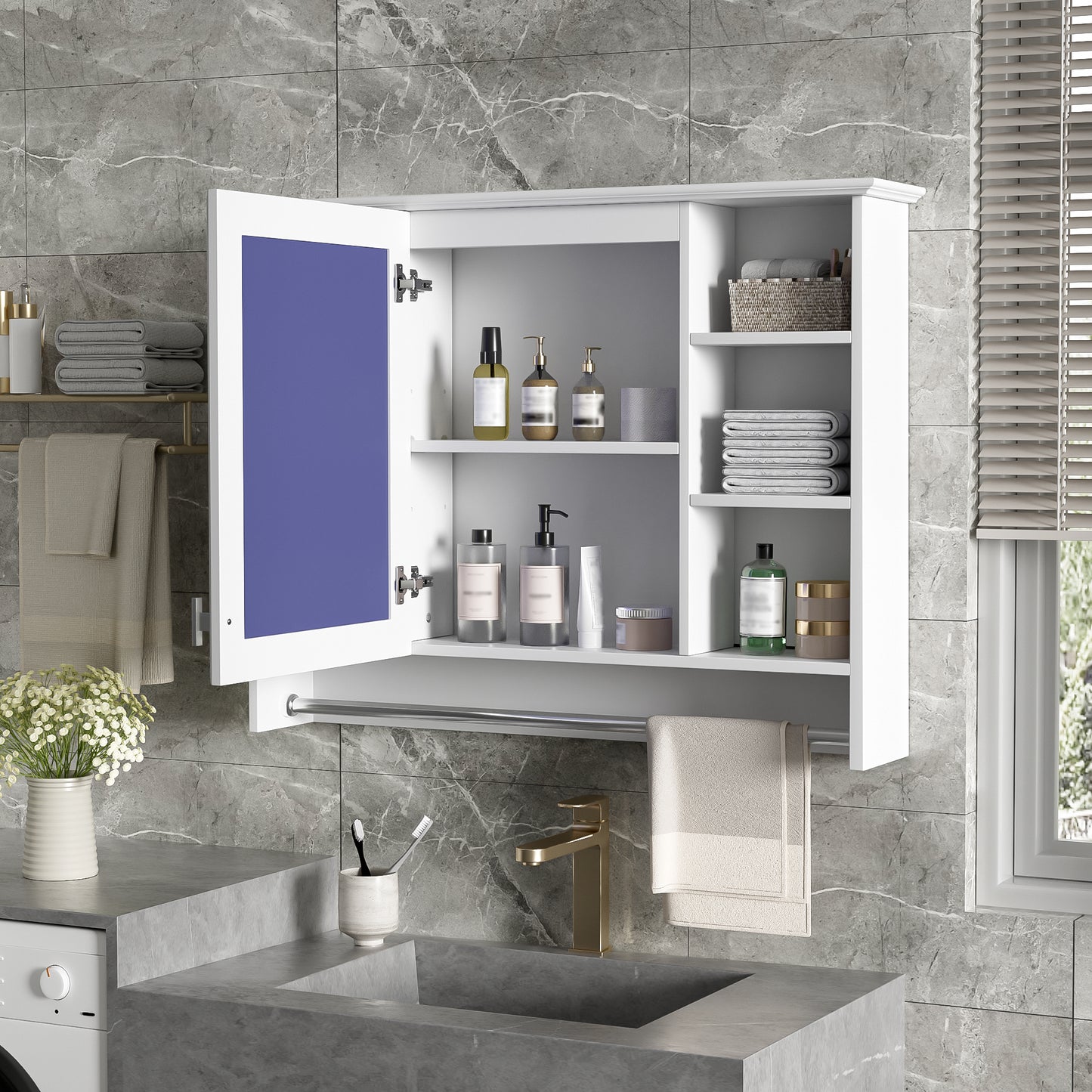 3-in-1 Bathroom Mirror Cabinet, 36-inch Wall Mounted Medicine Cabinet With Adjustable Shelf & Soft Close Door, High-Define Mirror With Storage For Bathroom Vanity