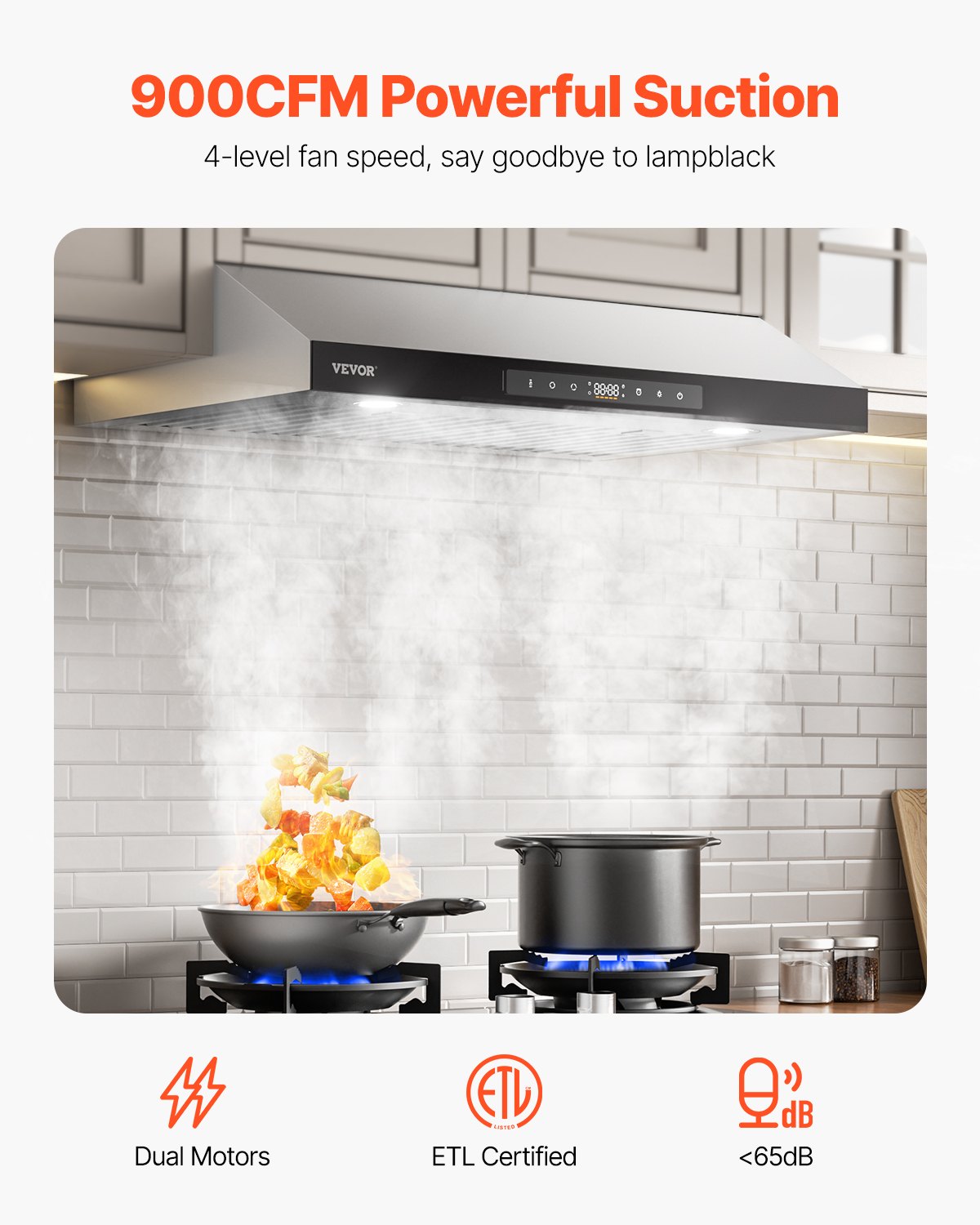 36' Under Cabinet Range Hood Vent Hood 900CFM Gesture & Touch Control