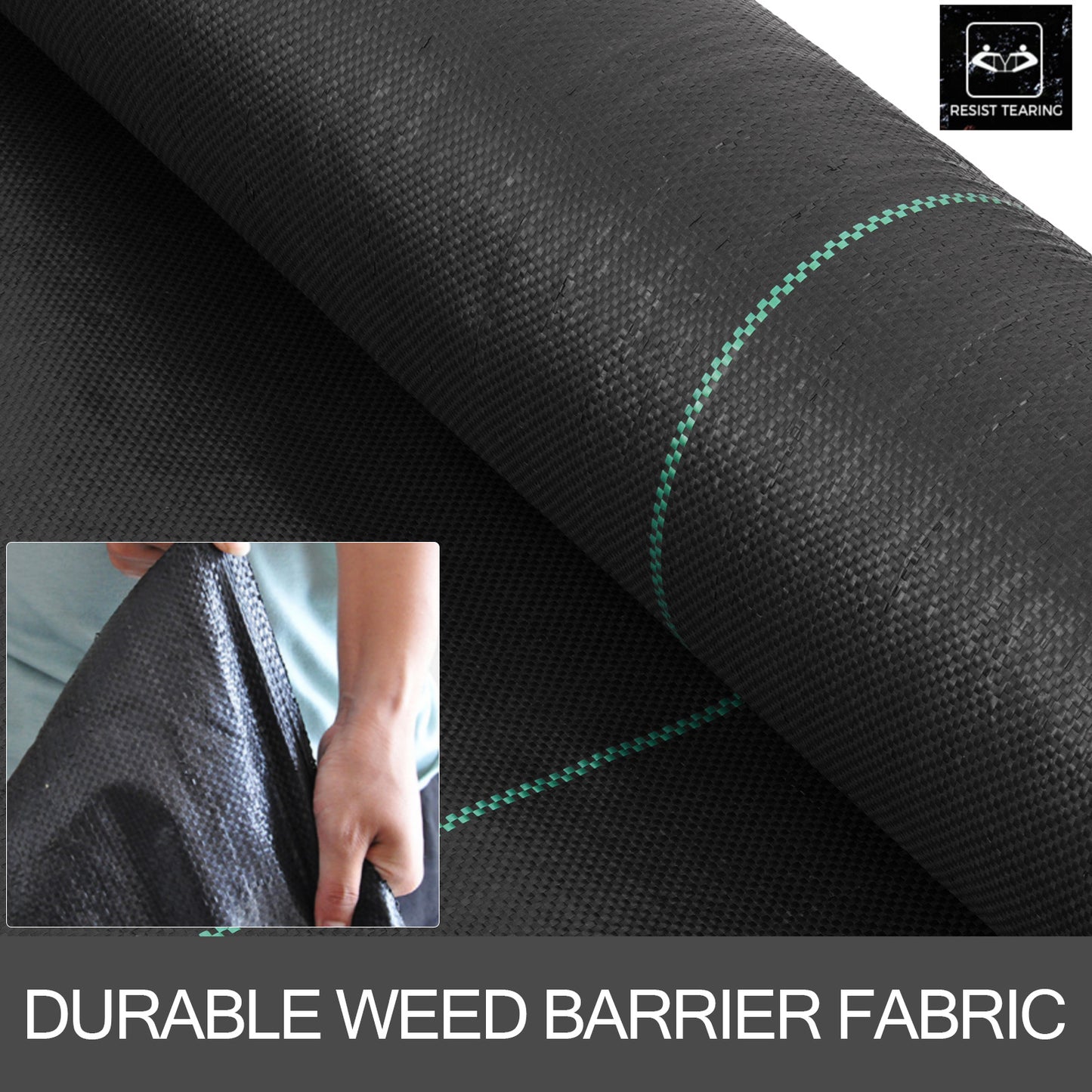 VEVOR 6FT300FT Premium Weed Barrier Fabric Heavy Duty 2.4OZ, Woven Weed Control Fabric, High Permeability Good For Flower Bed, Geotextile Fabric For Underlayment, Polyethylene Ground Cover