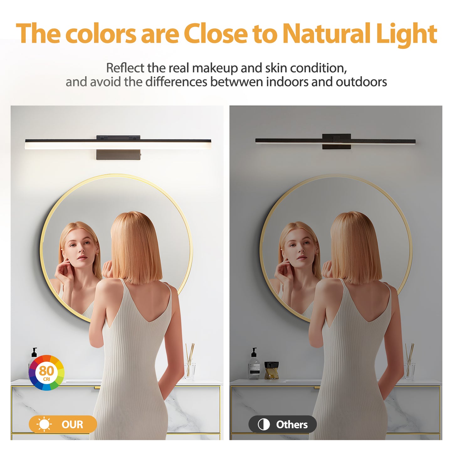 32 Inch Modern LED Bathroom Vanity Light - Sleek Black Metal Wall Light For Mirror, Dressing Room Or Sink Area