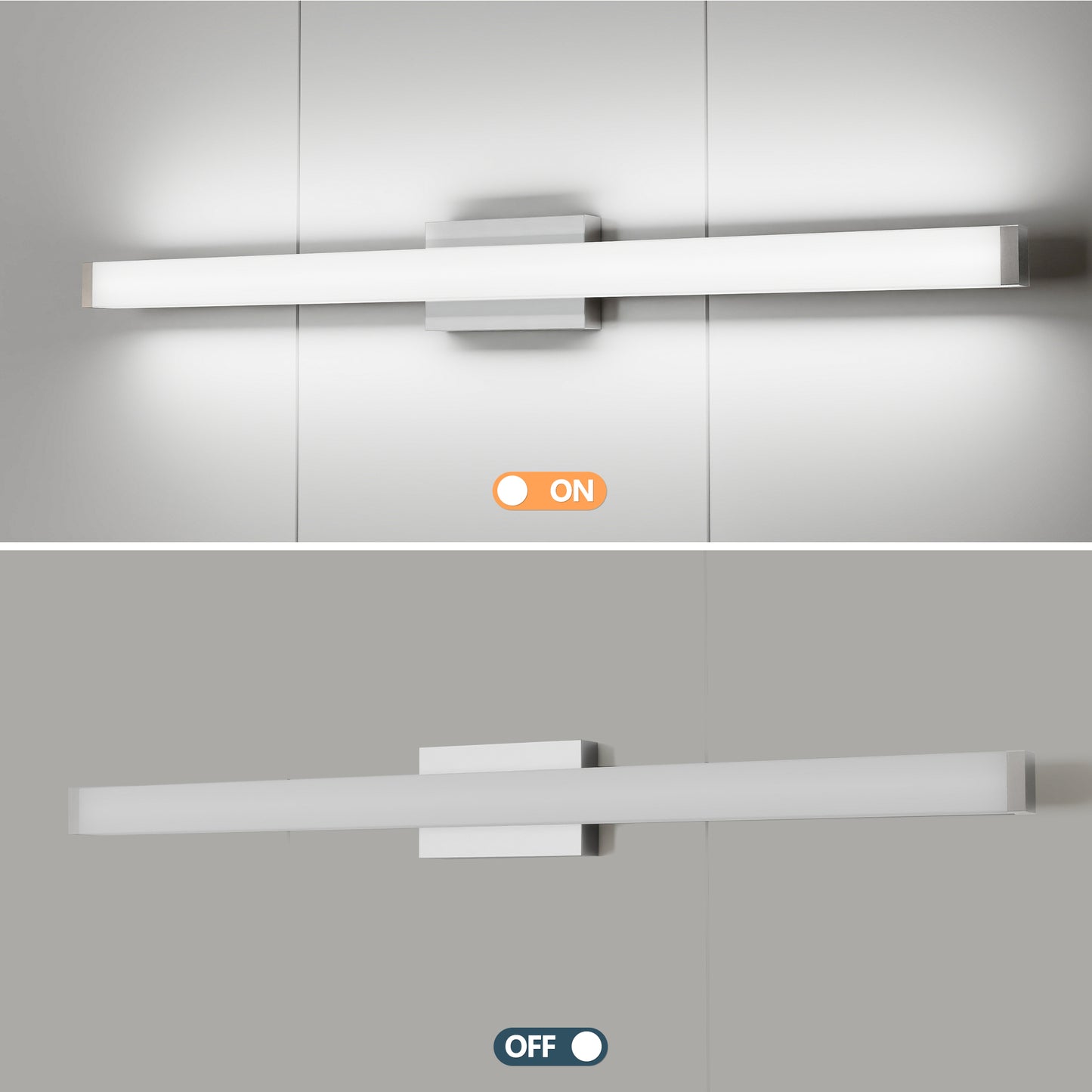 Bathroom Vanity Light Brushed Nickel Square LED 41 Inch 24W 6000K Cool White Light Wall Bar Lighting Fixtures Over Mirror -Brushed Nickel, 41in