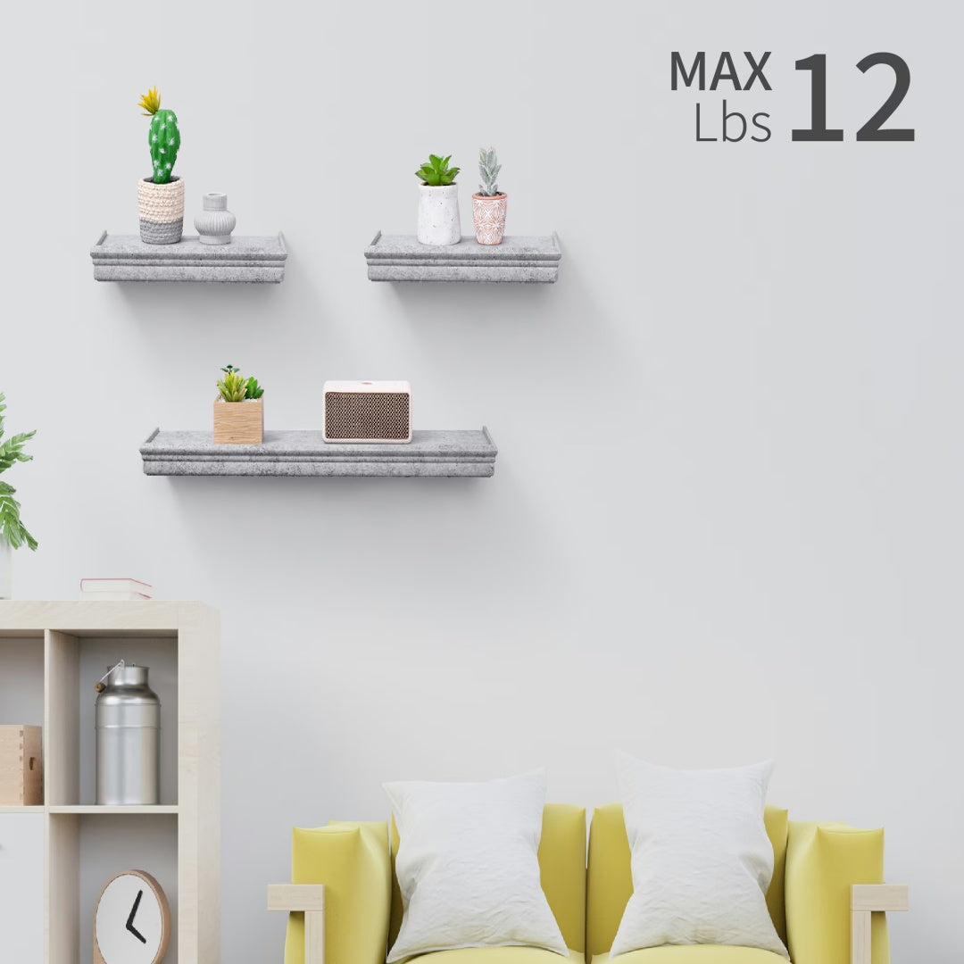 Floating Shelves  23.6 Wall Mounted Wood Shelves For Bathroom, Bedroom, Living Room, Kitchen, Hanging Shelf For Books Storage Decor With Invisible Brackets, Gray