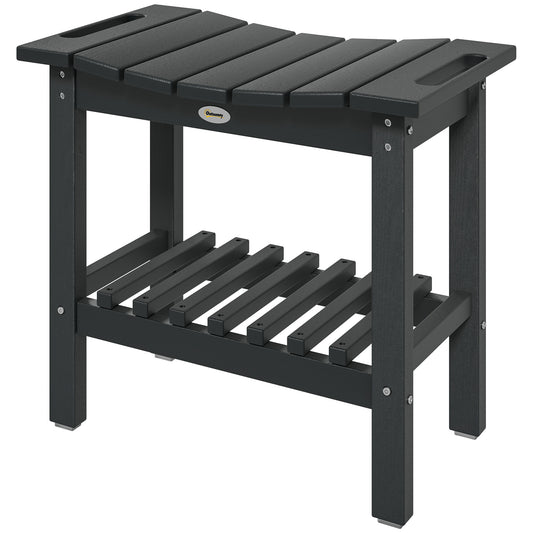 Shower Bench, Waterproof Shower Stool With Handle, Storage Shelf, Non-Slip Pads For Indoor Outdoor, Black