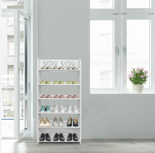 Wood Plastic Board-6 Layer Carved Shoe Rack