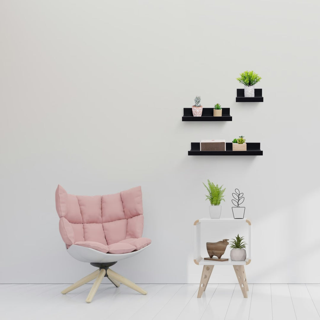 Floating Shelves  15.7 Wall Mounted Wood Shelves For Bathroom, Bedroom, Living Room, Kitchen, Hanging Shelf For Books  Storage  Decor With Invisible Brackets, Black