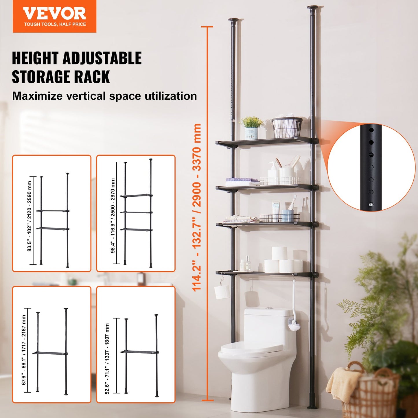 Over The Toilet Storage 4-Tier Bathroom Shelf Rack Space Saver Organizer