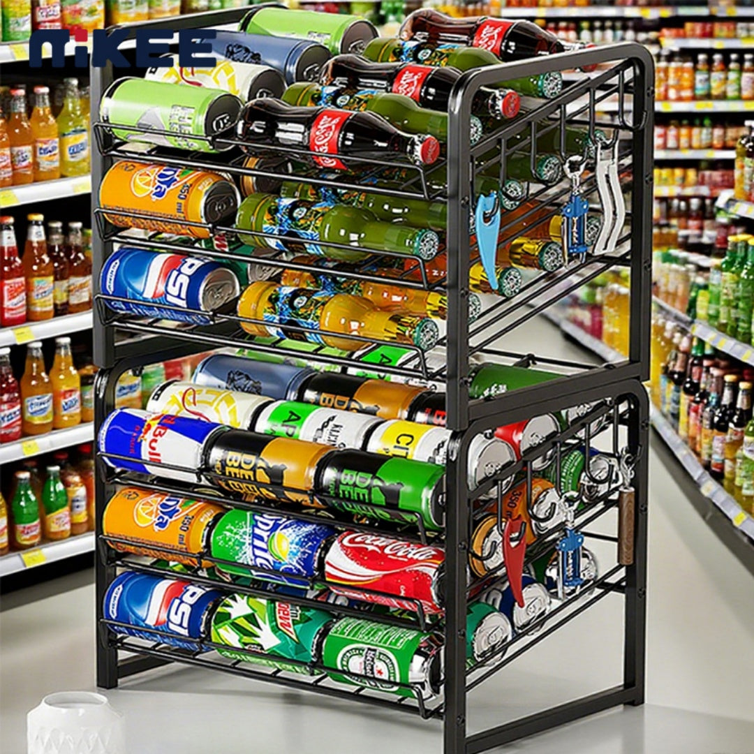 3-layer Can Rack With Hooks