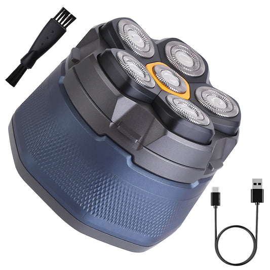 1Pc  Cordless Electric Head Shaver For Men 6D Magnetic Floating Head IPX6 Waterproof Wet Dry Shaving Electric Razor Type-C Rechargeable Trimmer With LED Digital Display For Bald Man