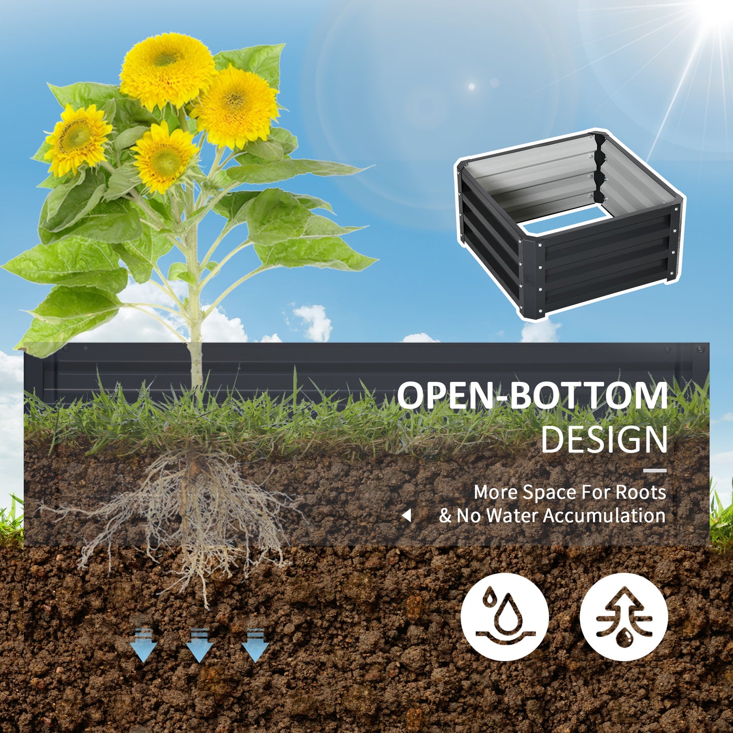 2pc 23.5" Elevated Herb & Vegetable Planting Box Kit w/ Versatile Uses, Dark Gray