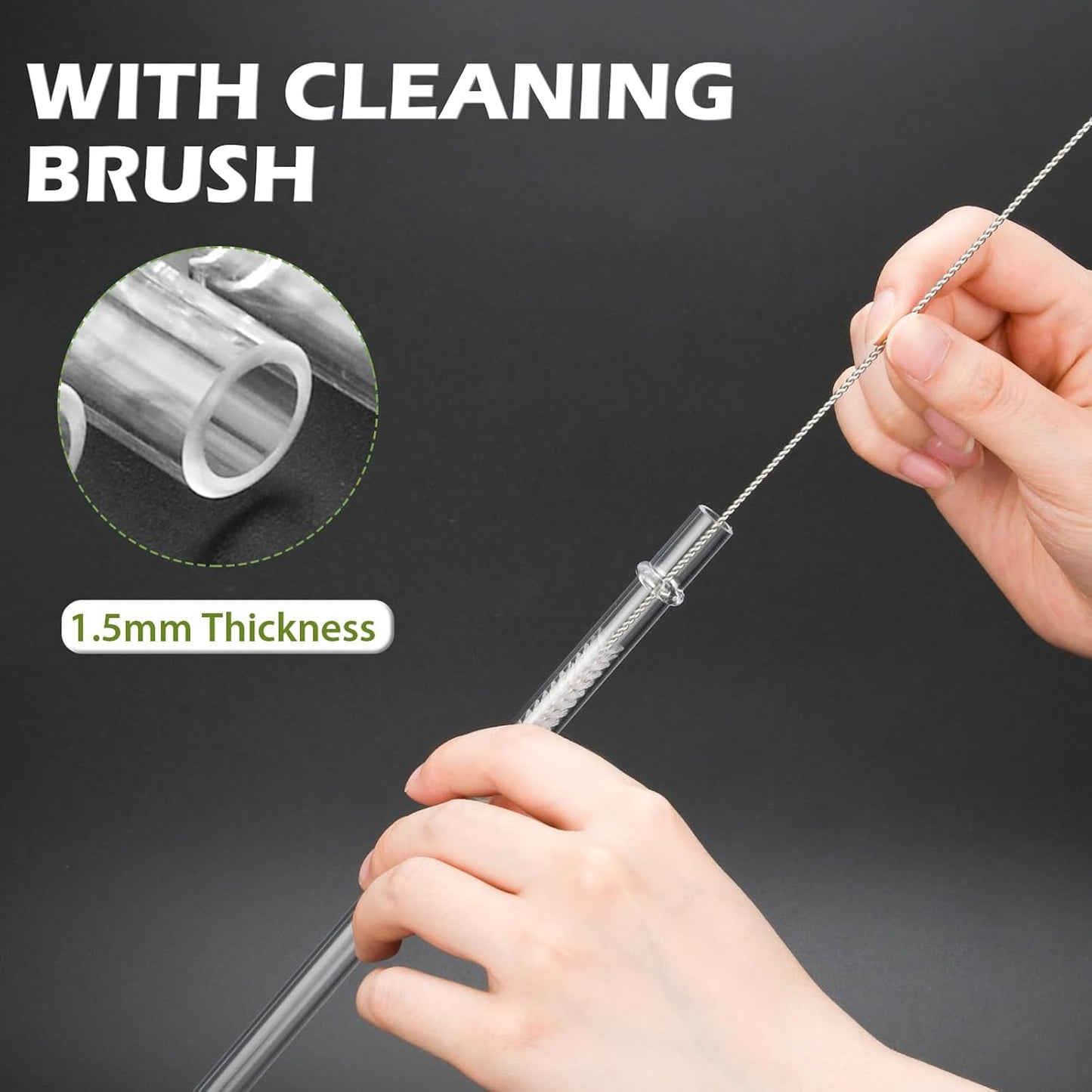 Plastic Straws, Reusable Clear Transparent Straight Drinking Straws, Set Of 6 With 2 Cleaning Brushes
