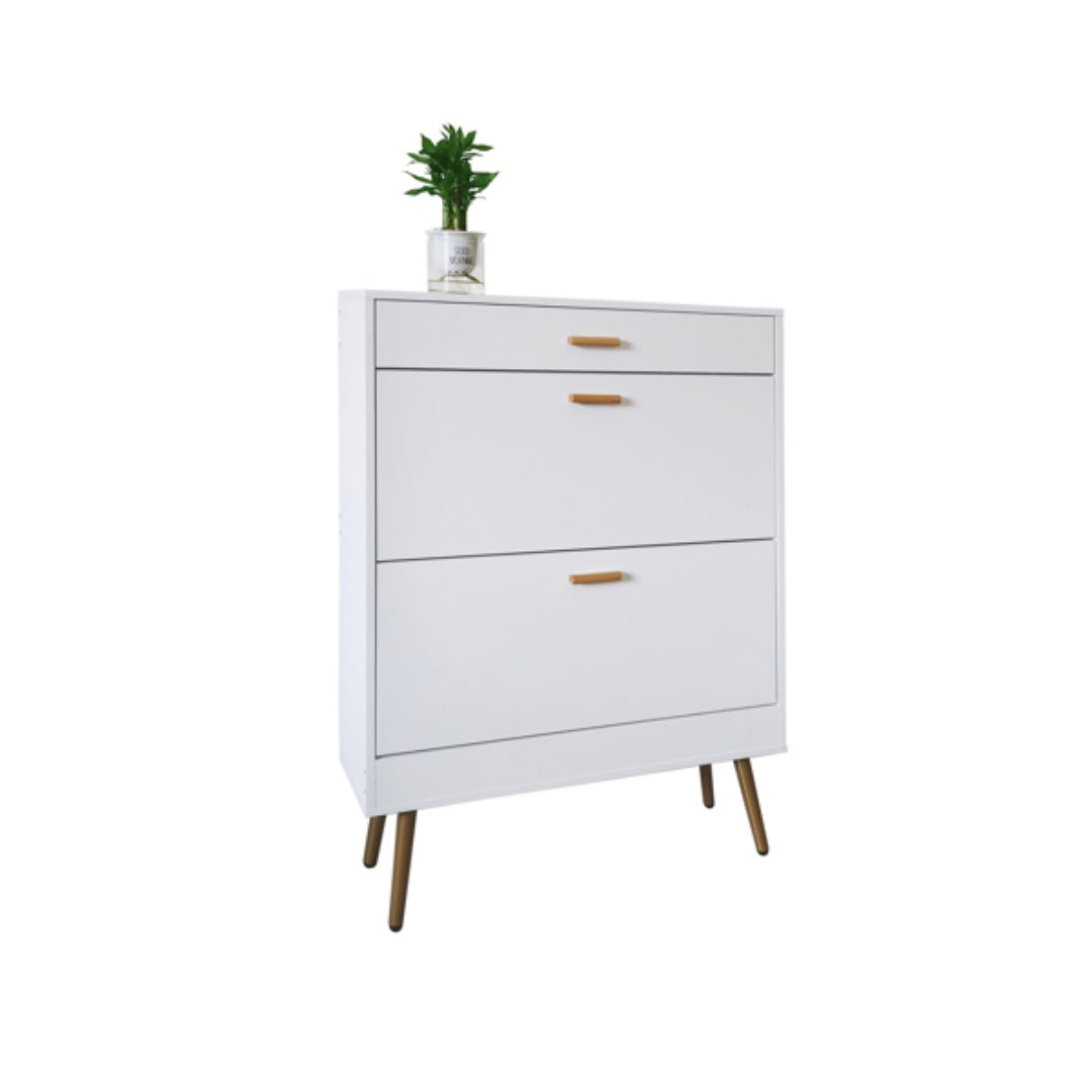 Shoe Cabinet, 16 Pair Shoe Rack Storage Organizer With 2 Flip Drawers, White Entryway Shoe Storage Cabinet For Heels, Boots, Slippers  White
