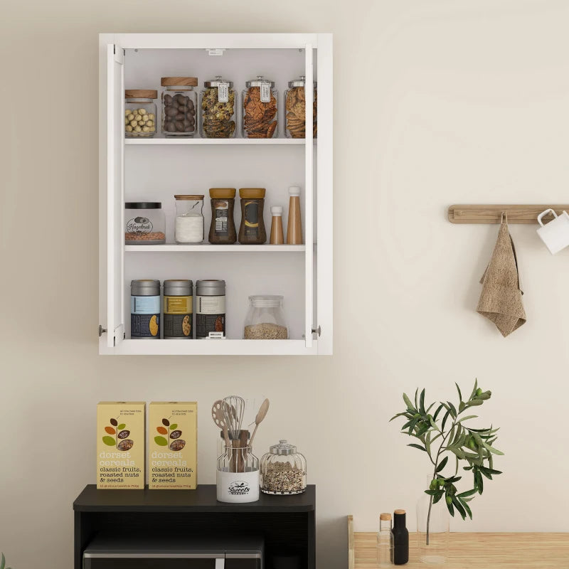 Bathroom Cabinet Wall Mounted, Modern Bathroom Wall Cabinet With 2 Doors And 2 Adjustable Shelves, White