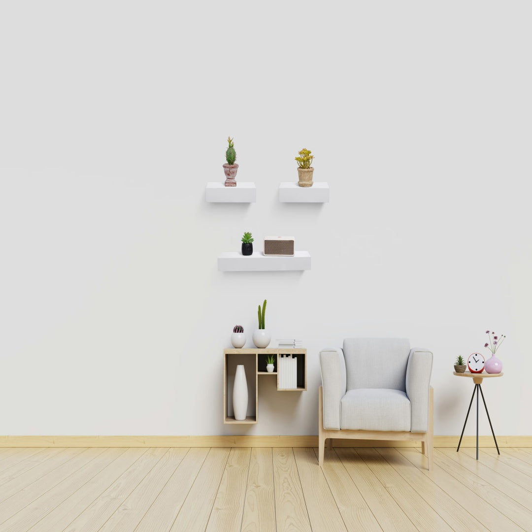 Floating Shelves  17.72 Wall Mounted Wood Shelves For Bathroom, Bedroom, Living Room, Kitchen, Hanging Shelf For Books Storage Decor With Invisible Brackets, White