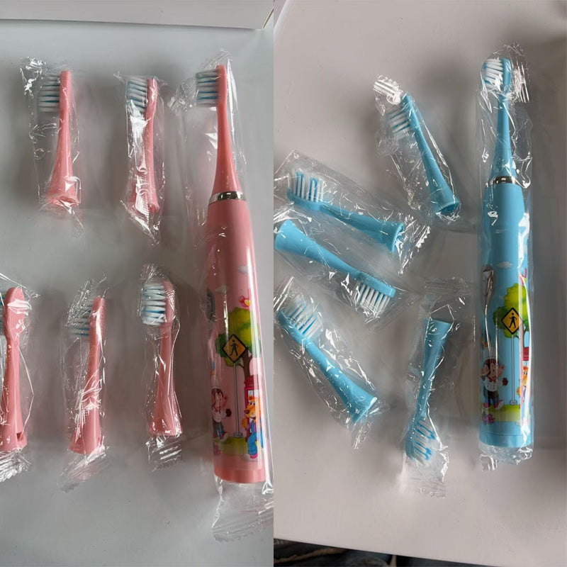 Children Sonic Electric Toothbrush IPX6 Waterproof Colorful Cartoon For Kid Use Soft Bristle Replaceable With 6 Tooth Brush Heads