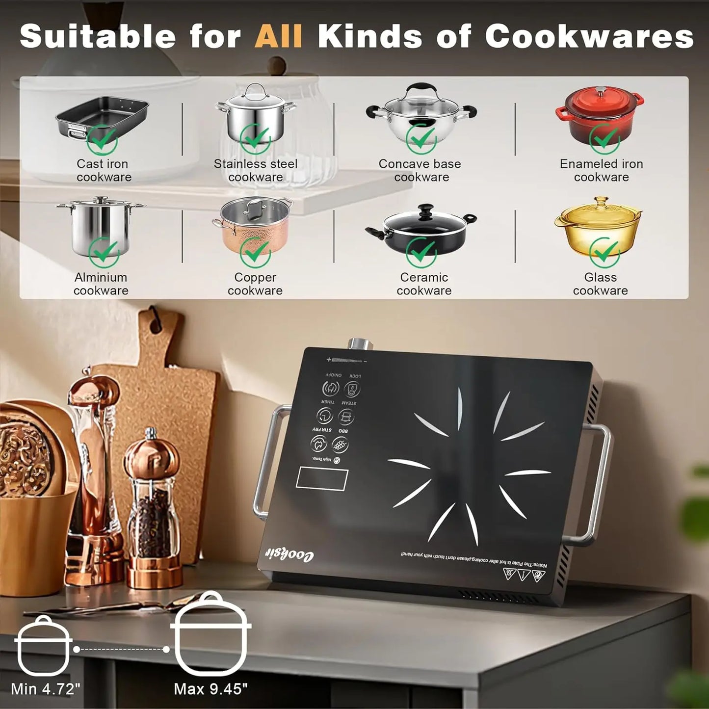 Single Burner Electric Cooktop – 110V Portable 1800W Hot Plate for Home, Camping & RV