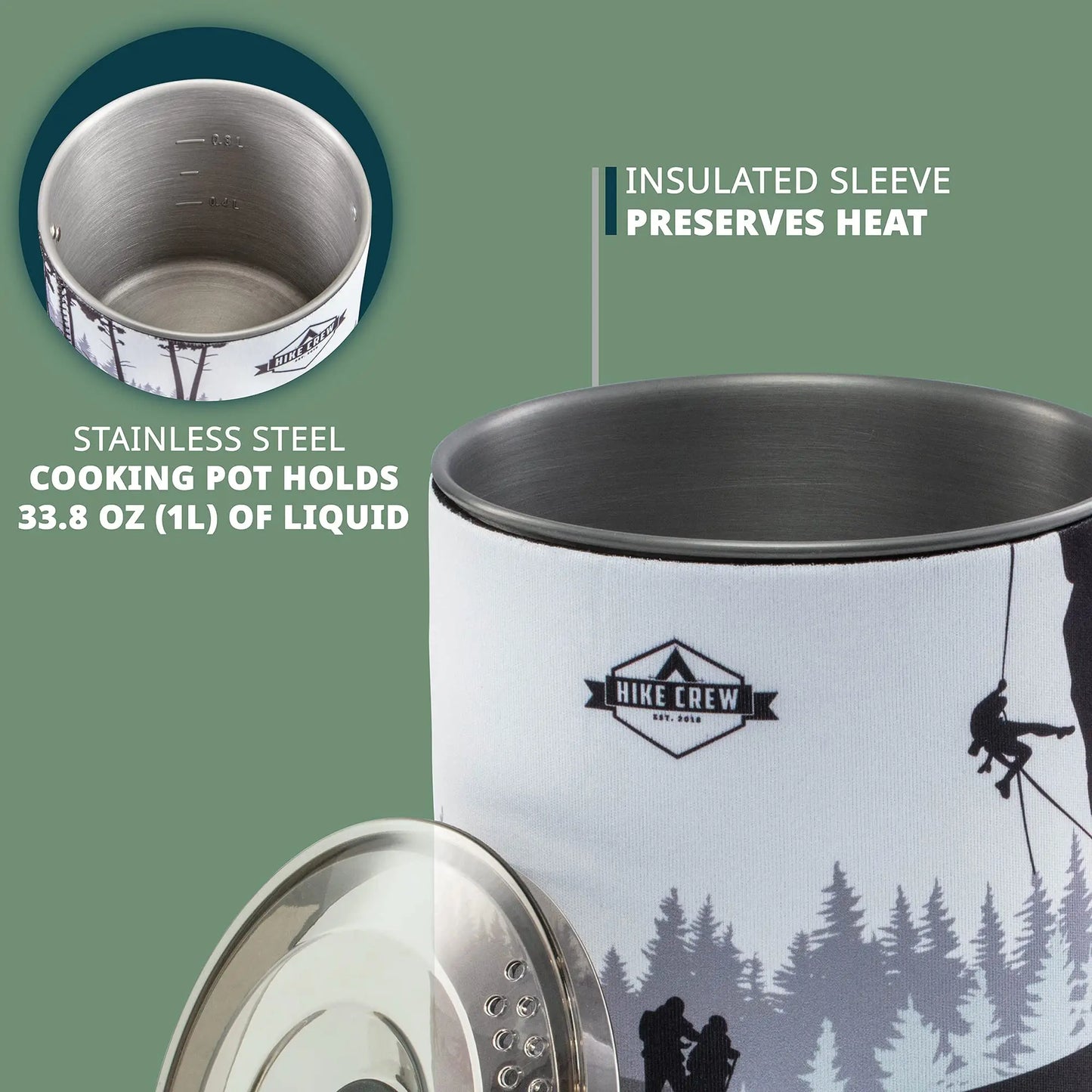 Hike Crew Portable Stove & Cooking System – Compact Outdoor Burner with 1L PotHike Crew stove, portable cooking system, camping stove with pot, 1L outdoor stove, backpacking cooking gear, compact camping burner, travel cook