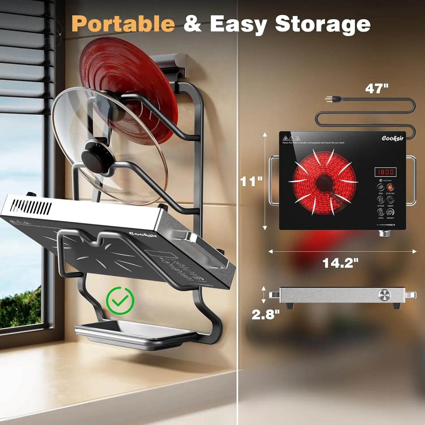 Single Burner Electric Cooktop – 110V Portable 1800W Hot Plate for Home, Camping & RV