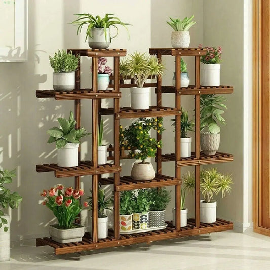 Wooden Plant Shelf – Multi-Tier Flower Pot Stand for Indoor & Outdoor Plant Display