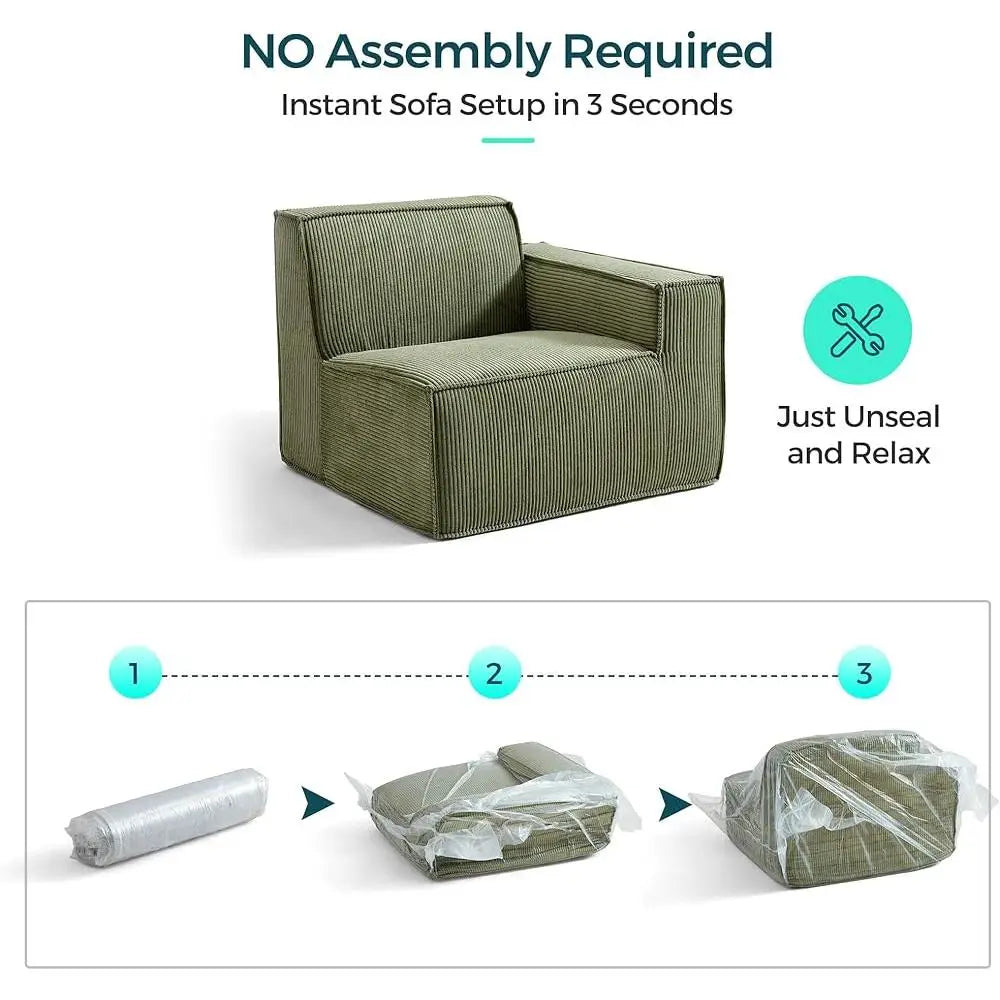 Oversized Modular U Shaped Sectional Sofa Deep Seats Luxe Corduroy Couch with Ottomans No Assembly Required Supportive Comfort