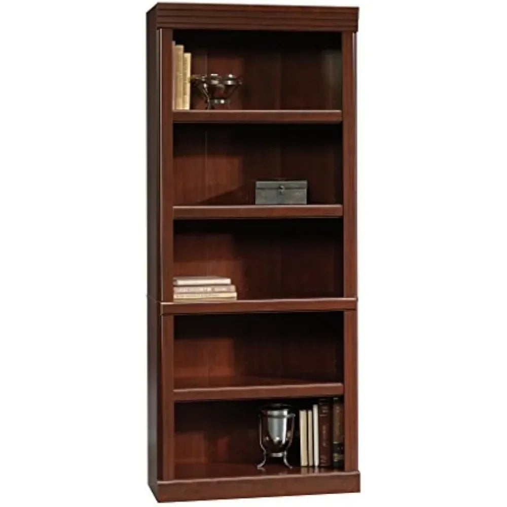 Hill Library Book Shelf – 71" Tall Wooden Bookcase, Classic Cherry Finish, 5-Tier Storage Organizer