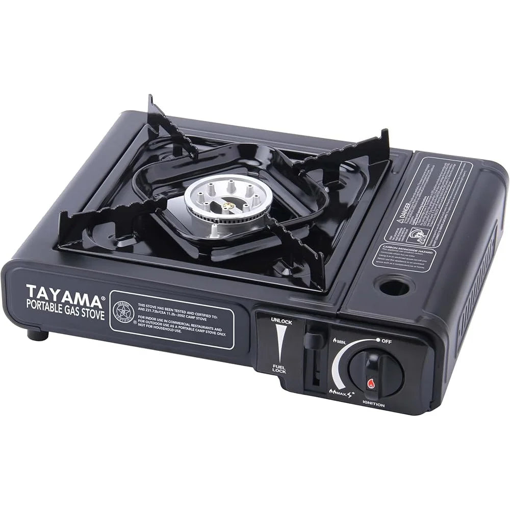 Portable Butane Gas Camping Stove – 8,000 BTU with Automatic Ignition, Carrying Case & User Manual