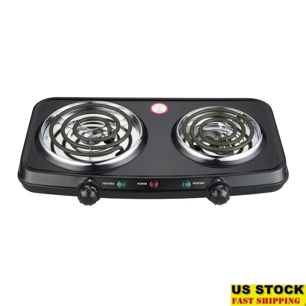 Portable Double Burner Hot Plate – 1800W Electric Stove, Adjustable Temperature