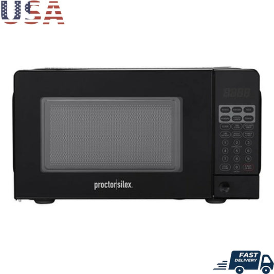 700W Countertop Microwave Oven 0.6cu ft Compact Kitchen Appliance with Green LED Display 10 Power Levels 6 Quick Cook Menus