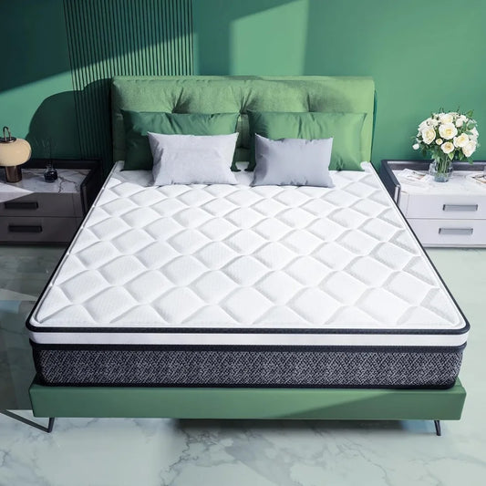 10-Inch Queen Hybrid Mattress in a Box, Medium Firm with Gel Memory Foam & Pocket Springs