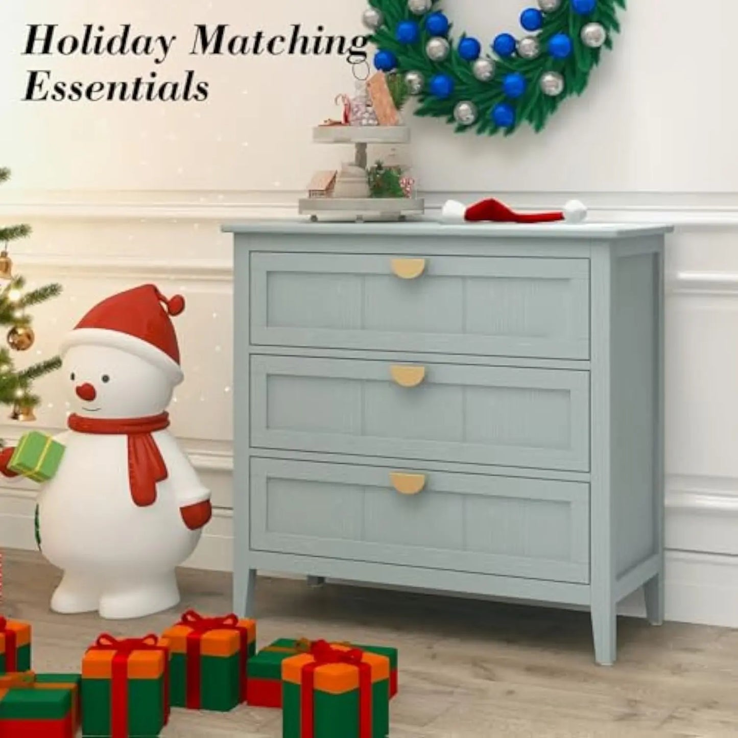 Modern 3-Drawer Wood Dresser – Farmhouse Chest & Bedroom Cabinet (30" Wide)