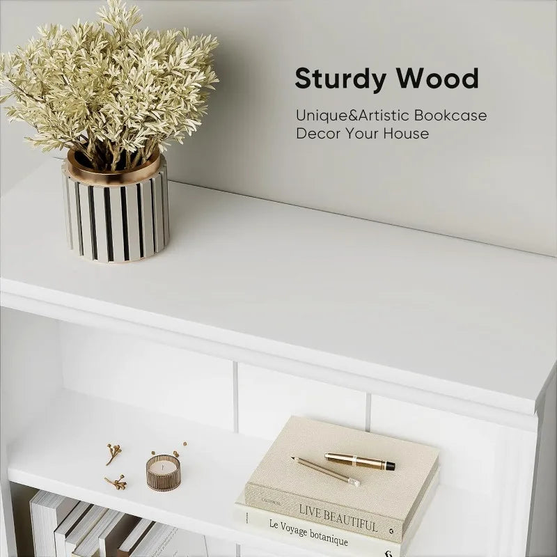 Furniwell 5-Shelf Tall Bookcase – 71" Wood Open Display Bookshelf with Large Storage Organizer