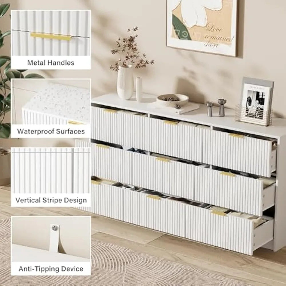 Drawer Dresser with LED Lighting & Built-in Power Outlet