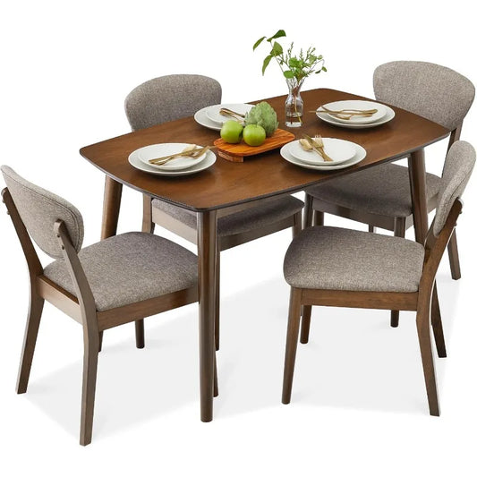 Best Choice Products 5-Piece Dining Set – Compact Mid-Century Modern Table with 4 Chairs for Home & Apartment