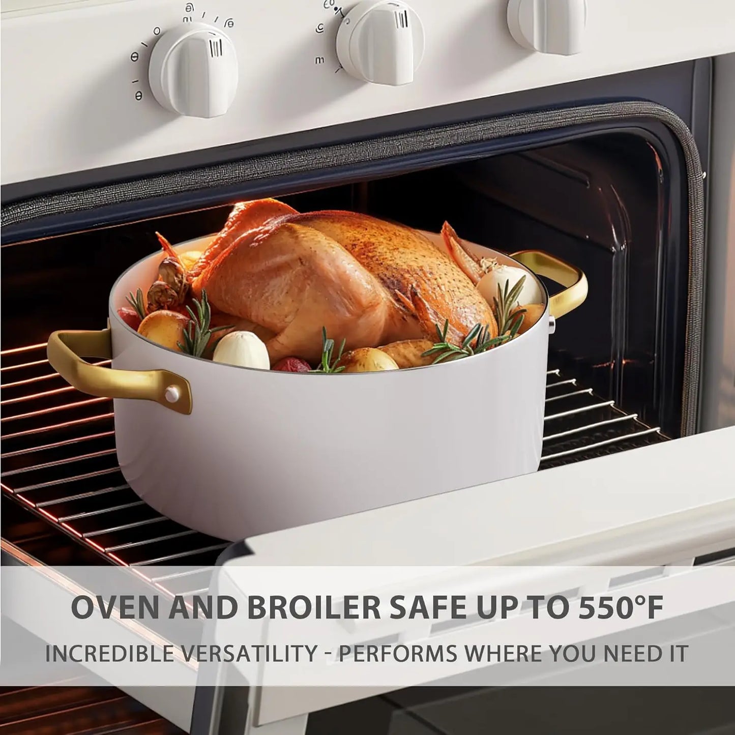 Nonstick Ceramic Cookware Set – Dutch White Pots & Pans with Utensils, Non-Toxic Kitchen Set