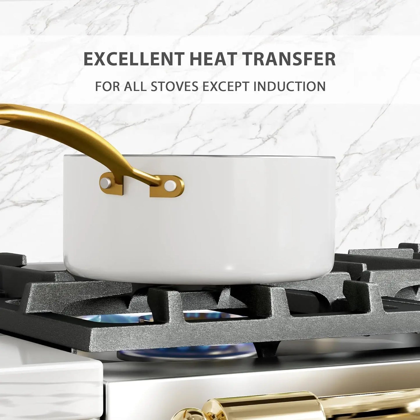 Nonstick Ceramic Cookware Set – Dutch White Pots & Pans with Utensils, Non-Toxic Kitchen Set