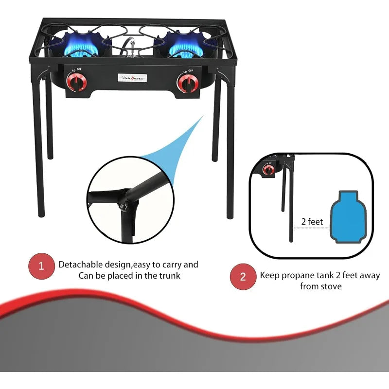 Vivicreate 20 PSIG Propane Gas Regulator – High Pressure for Outdoor Camping, BBQ Grill & Stove Burner