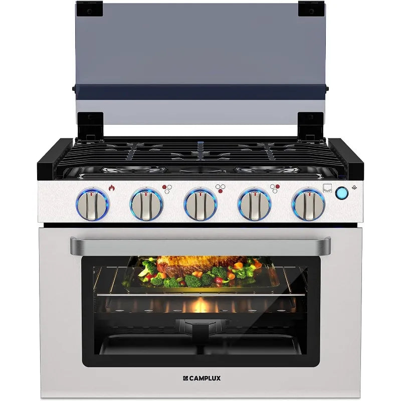 CAMPLUX Classic RV Propane Range – 17" Oven with 3-Burner Cooktop, RV Propane Stove & Oven Combo