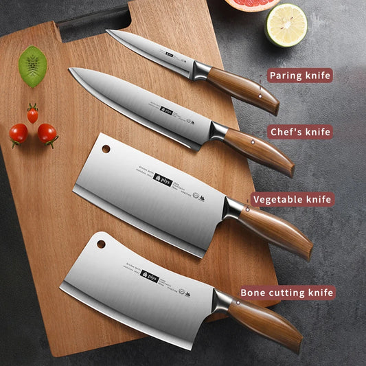 Professional Kitchen Knife Set – 4 Piece Chef, Cleaver, Slicer & Paring Knives