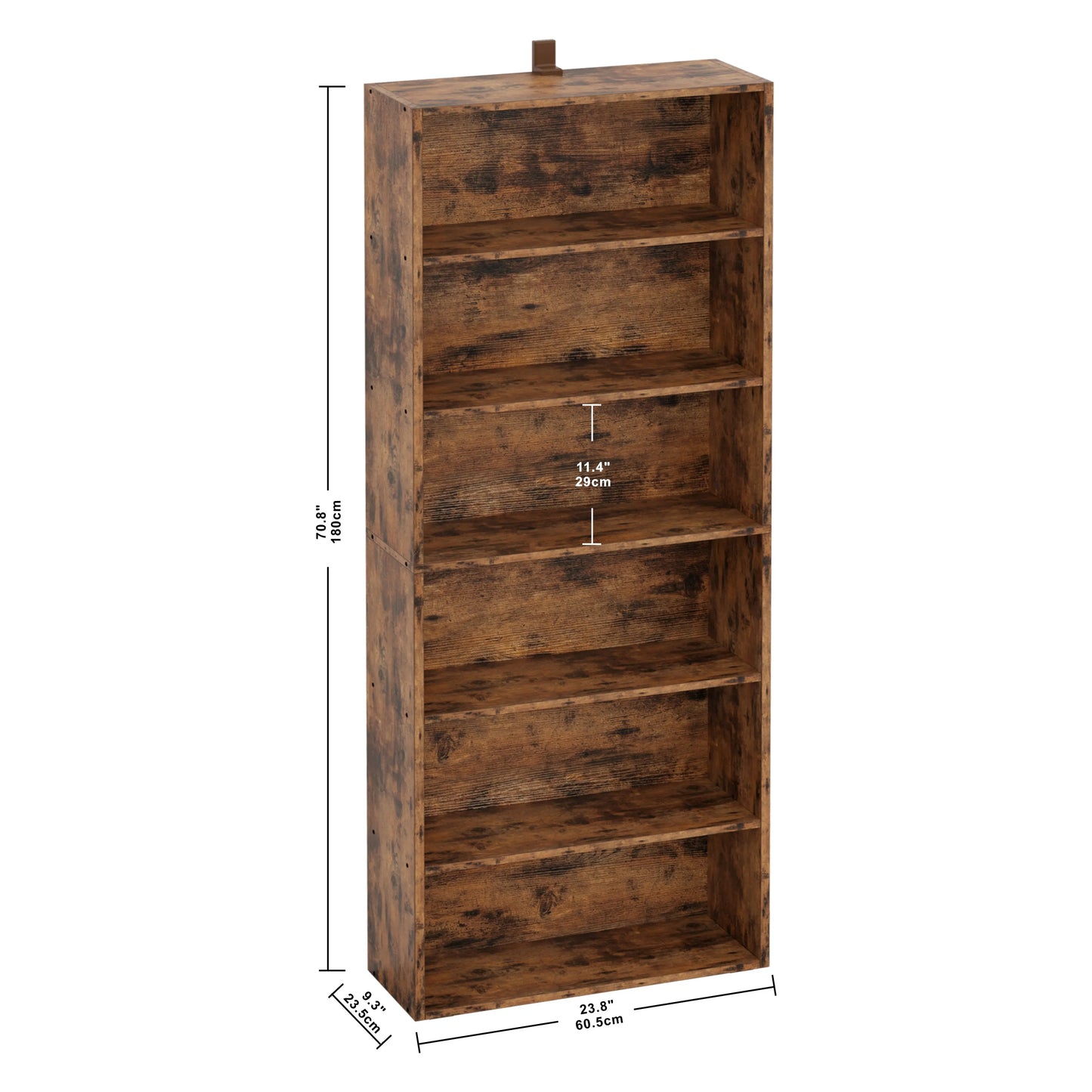 IRONCK Industrial 6-Shelf Bookcase – 70" Tall Floor-Standing Bookshelf for Storage & Display