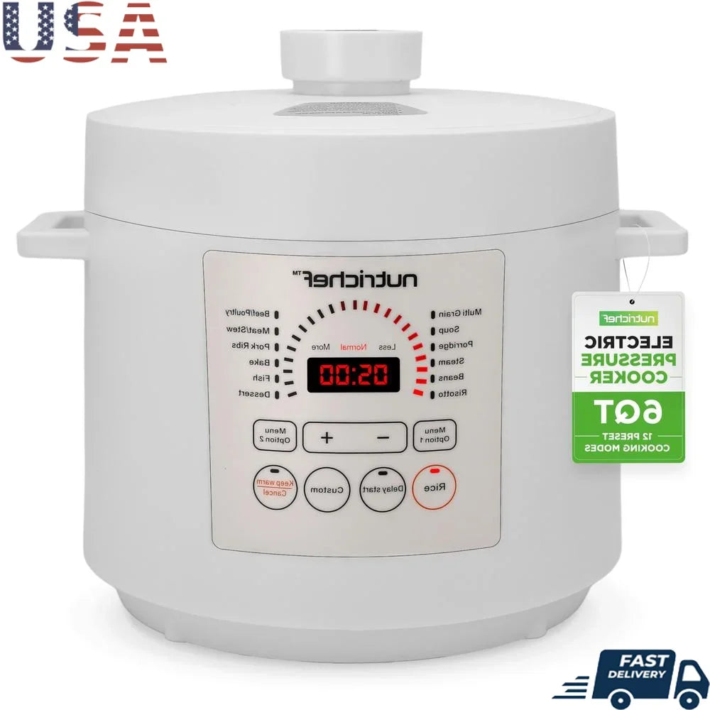 6-Quart Electric Pressure Cooker – Multi-Function with 9 Preset Modes & Digital Controls