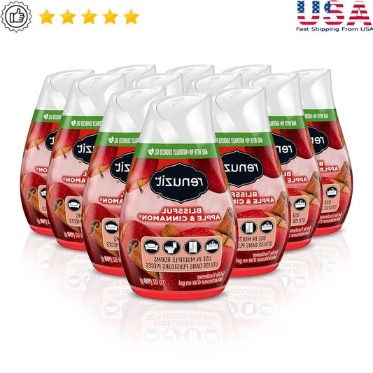 Adjustable Gel Air Freshener – Apple Cinnamon, Solid Odor Eliminator Cone, Long-Lasting Scent, Pack of 12
