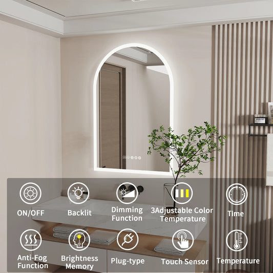 Arched Smart LED Bathroom Mirror – 36" x 24"