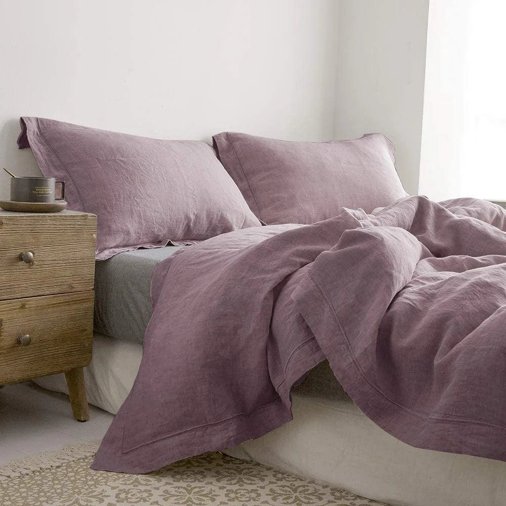 Simple&Opulence 100% Linen Bedding Set – 3-Piece Boho Comforter & Duvet Cover