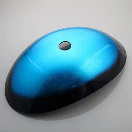 ZAPPO Blue Tempered Glass Vessel Sink – Oval Above-Counter Basin with Black Waterfall Faucet