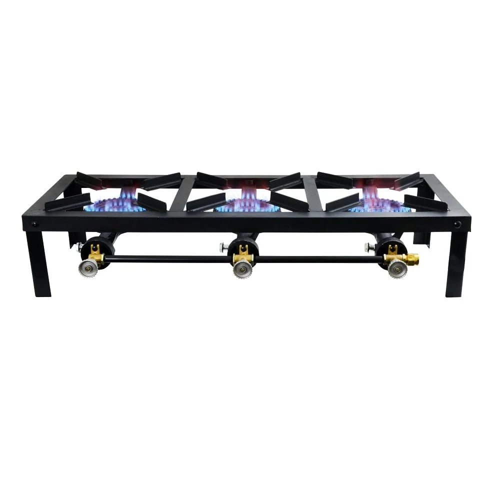 Heavy Duty Triple Burner Propane Gas Stove – 45,000 BTU Outdoor Cooker with Adjustable Legs, Portable Angle Iron Design