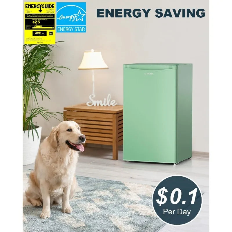 Upstreman 3.2 Cu.Ft Mini Fridge with Freezer – Single Door Compact Refrigerator with Adjustable Thermostat, Ideal for Dorms & Offices