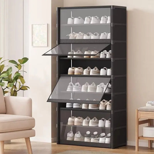 Multi-Layer Shoe Cabinet with Clear Lid – Space-Saving Shoe Storage Organizer