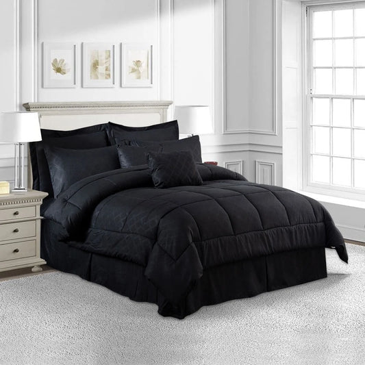 10-Piece Queen Bed-in-a-Bag Comforter Set – Plaid Pattern with Sheets, Shams & Decorative Pillows, All-Season Soft Microfiber