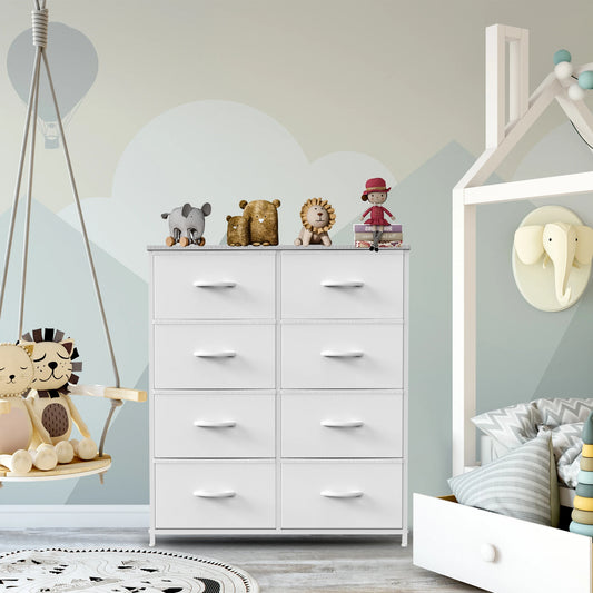 JHK Children’s Wardrobe with 8 Fabric Drawers – Bedroom Storage Cabinet with Steel Frame | Clothes Closet & Home Furniture Organizer