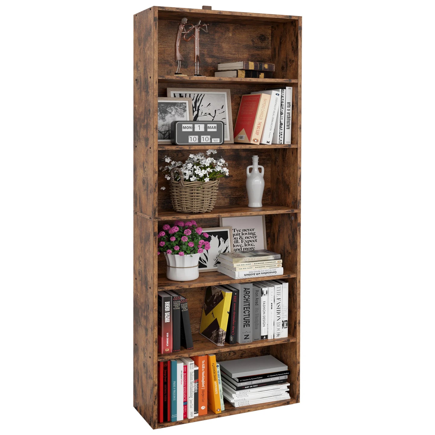 IRONCK Industrial 6-Shelf Bookcase – 70" Tall Floor-Standing Bookshelf for Storage & Display