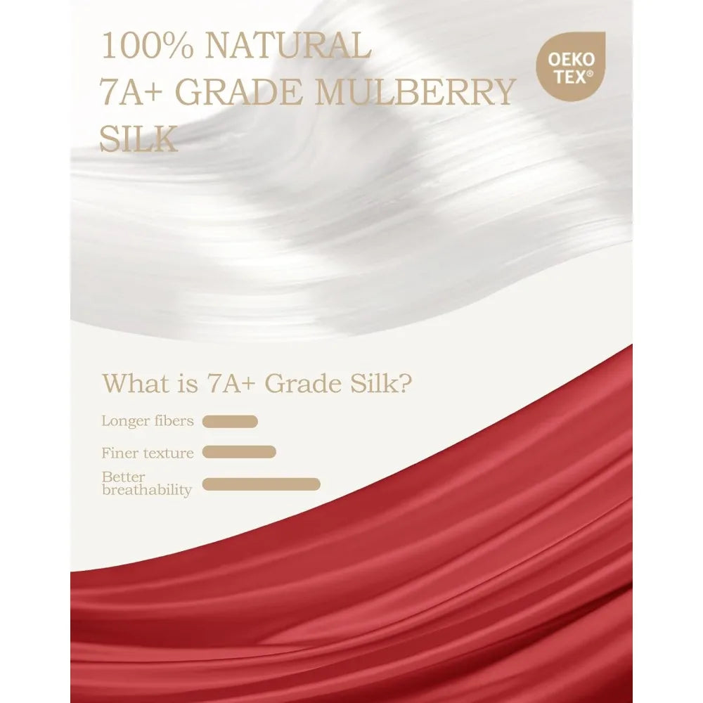 Queen 100% Mulberry Silk Sheet Set – 4-Piece Luxury Red Bedding